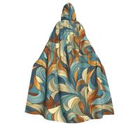 HJFCZH Abstract Blue Brown Printed Halloween Adult Hooded Cloak for various party and carnival settings