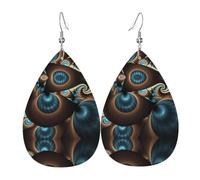 HJFCZH Abstract Blue Brown Prints Drip Earrings - Stylish Faux Leather Charms - Lightweight Dangling Jewelry for Women & Girls - Festive Holiday Accents