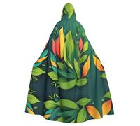 HJFCZH Abstract Spring Leave Printed Halloween Adult Hooded Cloak for various party and carnival settings