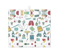 HJFCZH Abstraction Biology Chemistry Prints Kitchen Drying Mat - Absorbent Dish Drying Throw with Vibrant Prints, Quick-Dry Countertop Cover for Dishes & Utensils - Non-Slip