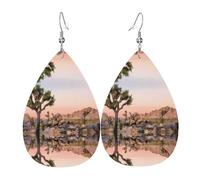 HJFCZH Africa Tree Prints Water Drop Earrings - Fashionable Faux Leather Drops with 925 Sterling Silver Earring Hooks - Durable & Stylish
