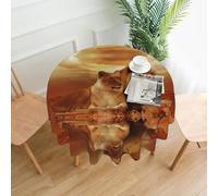 HJFCZH African Lion And Lioness Prints Round Table Throw 60 Inch - High-Grade Polyester Table Cover, Waterproof & Wrinkle-Resistant Decor for Dining Room, Coffee Table, Parties