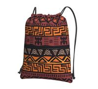 HJFCZH African Mud Cloth Tribal Prints Drawstring Zipper Backpack - Lightweight Gym Throw Bag with Front Pocket - Ideal for Travel & Yoga