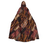 HJFCZH African Style Patchwork Prints Hooded Cloak - Durable Polyester Throw for Cosplay & Halloween Costumes
