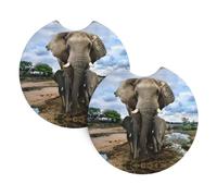 HJFCZH African Wild Animals Elephant Prints Car Cup Coasters 2-Pack - High-Grade Neoprene Drink Layers for Stress-Free Travel & a Stylish Ride - Universal Fit