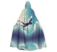 HJFCZH Airplane Flying Printed Halloween Adult Hooded Cape Super Large Hooded Cloak