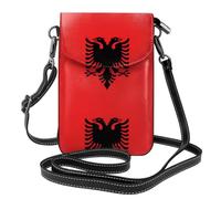 HJFCZH Albanian flag Leather Crossbody Phone Pouch