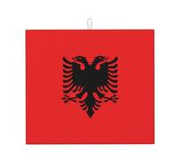 HJFCZH Albanian flag Prints Kitchen Drying Mat - Absorbent Dish Drying Throw with Vibrant Prints, Quick-Dry Countertop Layer for Dishes & Appliances - Non-Slip & Foldable