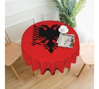 HJFCZH Albanian flag Prints Round Table Throw 60 Inch - High-Grade Polyester Table Cover, Waterproof & Wrinkle-Resistant Decor for Dining Room, Coffee Table, Parties