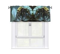 HJFCZH Alien Advent Prints Kitchen Window Cover - 54x18 Inch Peach Skin Valance for Soft Lighting & Easy Style