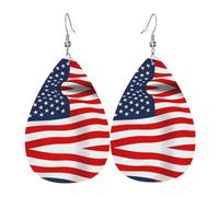 HJFCZH American Flag Patriotic Prints Drip Earrings - Stylish Faux Leather Charms - Lightweight Dangling Jewelry for Women & Girls - Festive Holiday Accents