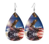 HJFCZH American USA Flag Eagle Art Prints Dangle Leather Earrings - Elegant Water Drop Drops for Festive Style & Everyday Chic
