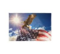 HJFCZH American USA Flag Eagle Art Prints Quality Table Layers - Heat Resistant Place Mat Covers， Durable 6-Piece Set with Printed Designs