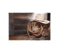 HJFCZH American West Rodeo Hat Prints Quality Table Layers - Heat Resistant Place Mat Covers， Durable 6-Piece Set with Printed Designs
