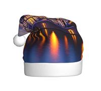 HJFCZH Amsterdam Night View Picture Christmas Hat for Adult quality accessory soft, lightweight, and fluffy