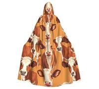 HJFCZH Animal Brown Cow Printing Halloween Adult Hooded Cloak is a super large, comfortable, and durable cloak