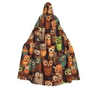 HJFCZH Animal cartoon owls cute Printed Halloween Adult Hooded Cloak for various party and carnival settings