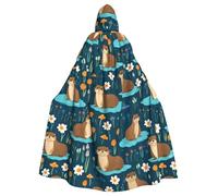 HJFCZH Animal Cute Brown Otters Printed Halloween Adult Hooded Cloak for various party and carnival settings