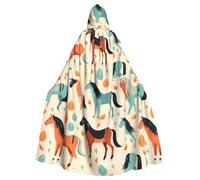 HJFCZH Animal Horse Printed Halloween Adult Hooded Cloak for various party and carnival settings