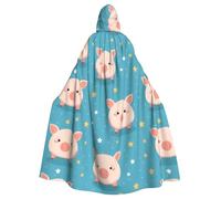 HJFCZH Animal Pig Printed Halloween Adult Hooded Cloak for various party and carnival settings