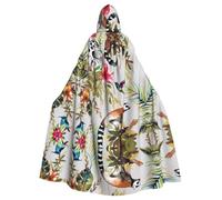 HJFCZH Animals Lemur Flowers Pattern Prints Hooded Cloak - Durable Polyester Throw for Cosplay & Halloween Costumes