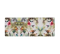 HJFCZH Animals Lemur Flowers Pattern Prints Mouse Pad 12x31.5in