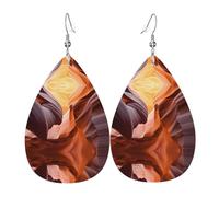 HJFCZH Antelope Canyon Prints Teardrop Leather Earrings - Lightweight Dangles with Silver-Plated Hooks, Vivid Color & Hypoallergenic Design for Festive Occasions