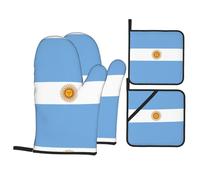 HJFCZH Argentine Flag Prints Kitchen Throw Set: Durable Oven Layers with Waterproof Polyester - 4 Piece Heat Protection System