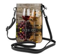 HJFCZH Art Red Wine Galsses & Grapes Leather Crossbody Phone Cover