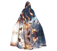 HJFCZH Asteroid Impact Prints Halloween Adult Hooded Cape Large Hooded Cloak with Bow Tie, No Zipper