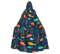 HJFCZH At dusk fish Printed Halloween Adult Hooded Cloak for various party and carnival settings