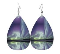 HJFCZH aurora Prints Dangle Leather Earrings - Elegant Water Drop Drops for Festive Style & Everyday Chic