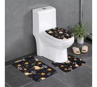 HJFCZH Bathroom Non-Slip Carpet Set of 3 - Plush Throw Rugs | for Comfort & Style Cute Black Goat Animal Printing
