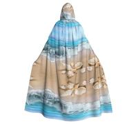 HJFCZH Beach Seashell Starfish Prints Hooded Cloak - Extra Large Cape with Drawstring, Cozy Layer