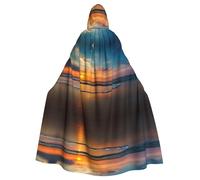 HJFCZH Beach Wave Sunset Prints Hooded Cloak - Extra Large Cape, Durable Costume Throw for Cospla