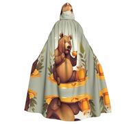 HJFCZH Bear Eats Honey Printed Halloween Adult Hooded Cloak for various party and carnival settings