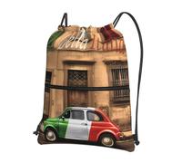 HJFCZH beautiful Italy Prints Drawstring Zipper Backpack - Lightweight Water-Resistant Gym Bag for Travel, Sports & Yoga - Durable Foldable Cover with Front Pocket