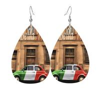 HJFCZH beautiful Italy Prints Drip Earrings - Stylish Faux Leather Charms - Lightweight Dangling Jewelry for Women & Girls - Festive Holiday Accents