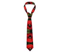 HJFCZH Beautiful Red Poppy Flower Printed Men's Necktie tie Soft & Comfortable, Non-Deforming, Fade-Resistant, Durable (57X3.1 inch)