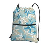 HJFCZH Beautiful starfish Prints Drawstring Zipper Backpack - Water-Resistant & Durable Gym Bag for Travel, Sports & Everyday Essentials