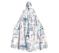HJFCZH Beautiful tower paris Printing Halloween Adult Hooded Cloak is a super large, comfortable, and durable cloak