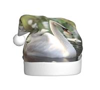 HJFCZH beautiful white swan Printed Christmas hat for Adult Suitable for Halloween, Christmas and New Year wear