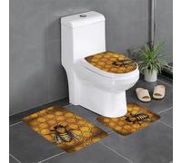 HJFCZH Bee Honeybee Prints 3 Piece Bathroom Rugs Set 24x16in - Well-crafted Polyester Throw Rugs for Enhanced Comfort & Grip