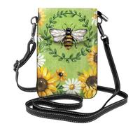 HJFCZH bee & Sunflowers Leather Crossbody Phone Cover