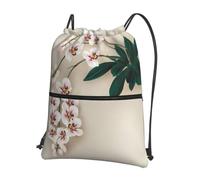 HJFCZH Bell orchid Prints Drawstring Zipper Backpack - Ultra-Durable Water-Resistant Gym Bag for Travel & Sports - Lightweight & Foldable Cover