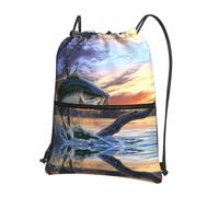 HJFCZH Big Fish Prints Drawstring Zipper Backpack - Ultra-Durable Water-Resistant Gym Bag for Travel & Sports - Lightweight & Foldable Cover