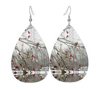 HJFCZH Birch Trees Prints Water Drop Earrings - Fashionable Faux Leather Drops with 925 Sterling Silver Earring Hooks - Durable & Stylish