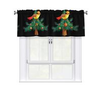 HJFCZH Bird On The Christmas Tree Prints Kitchen Window Cover - 54x18 Inch Peach Skin Valance for Soft Lighting & Easy Style