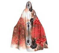 HJFCZH Black and white dog Prints Hooded Cloak - Oversized Cape, Cozy Throw for Halloween & Cosplay Fun
