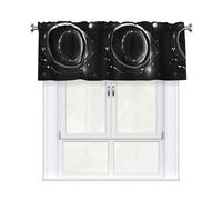 HJFCZH Black and White Galaxy Prints Kitchen Window Cover - 54x18 Inch Peach Skin Valance for Soft Lighting & Easy Style